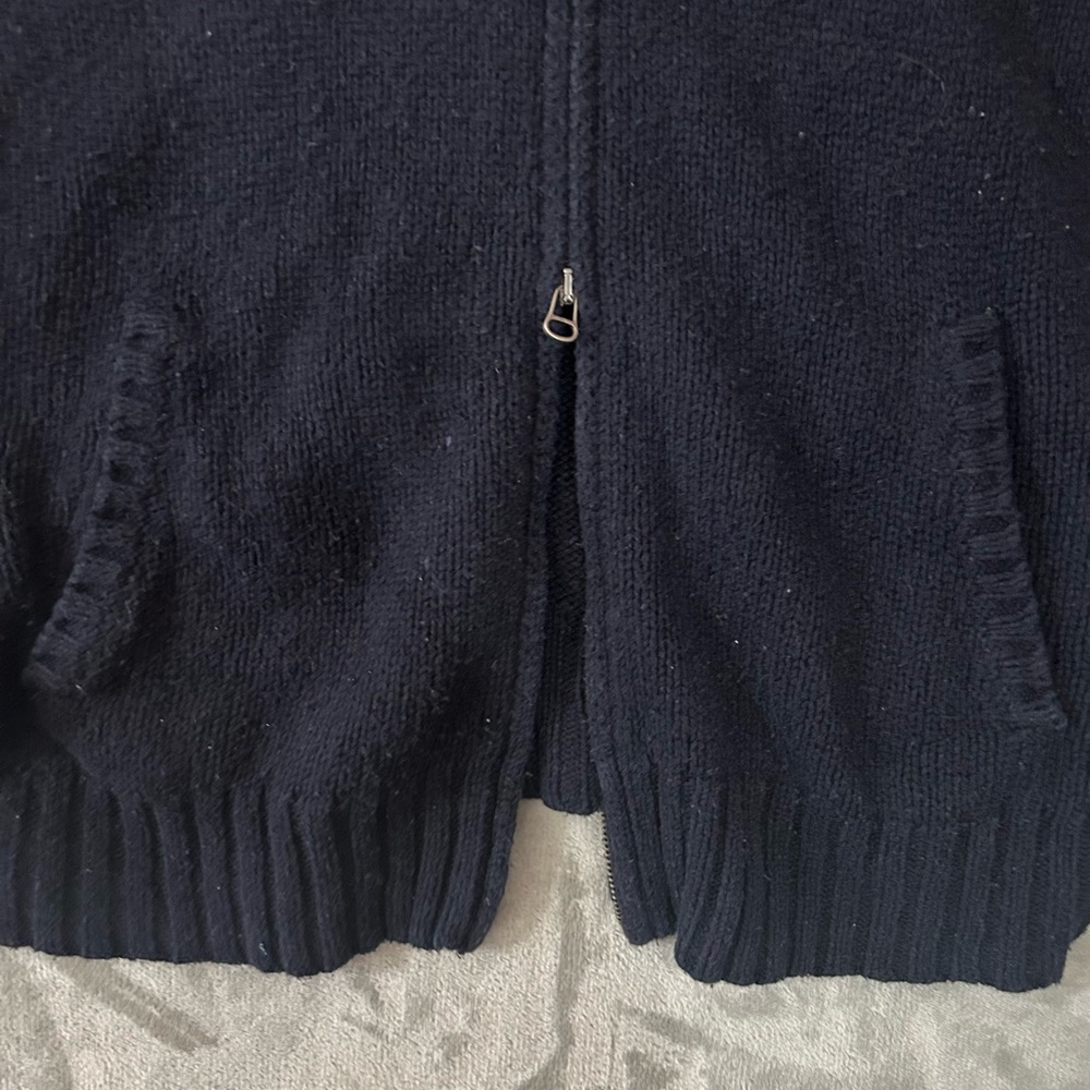 Vintage polo Ralph Lauren double zipper elbow patch cable knit  sweater - Picture 2 of 15